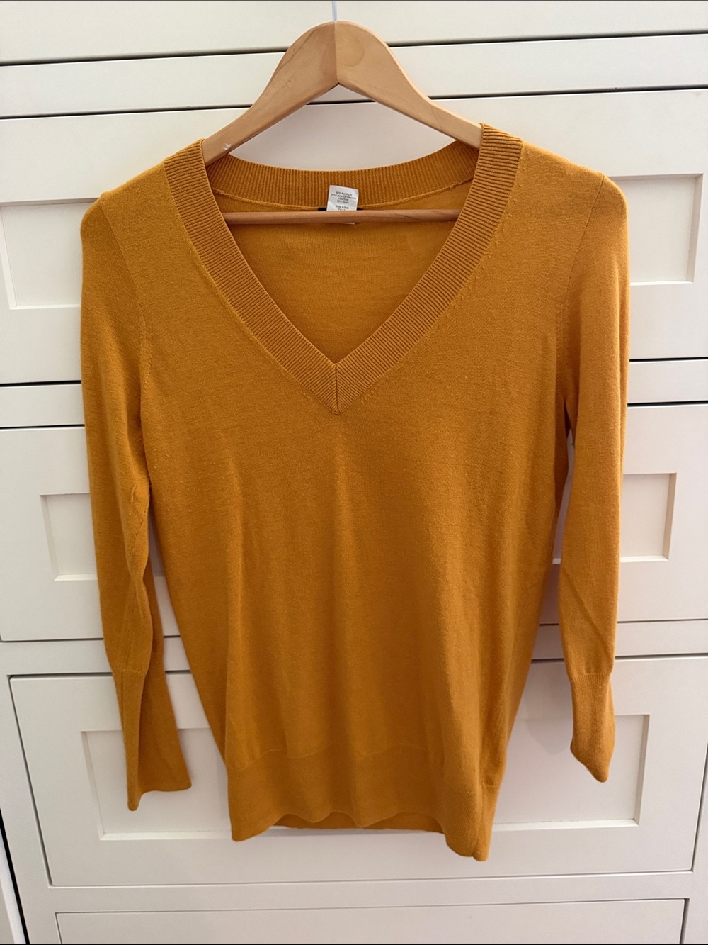 J. Crew Women's V-Neck Sweater in Mustard Yellow